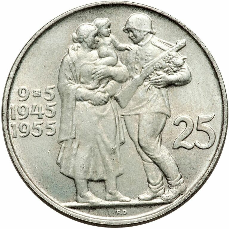 Read more about the article Czechoslovak Coin 25 Korun | Liberation | Soviet Soldier | Lion | 1955