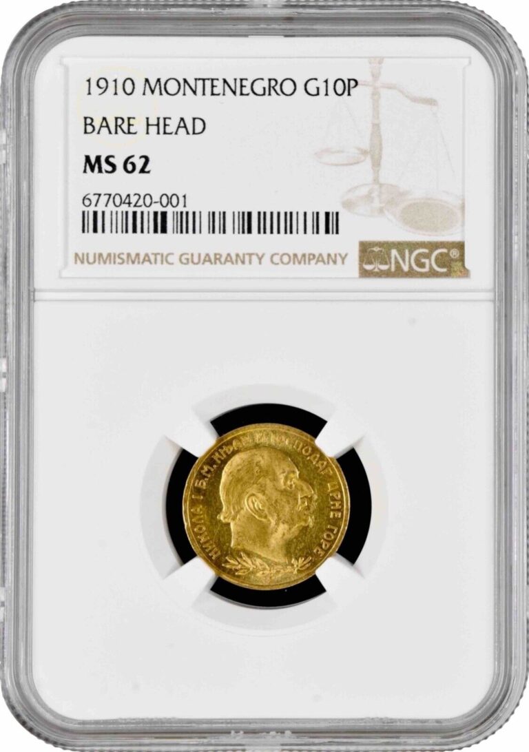 Read more about the article Montenegro 10 perper 1910  NGC MS62  “King Nikola I (1910 – 1918)” gold coin