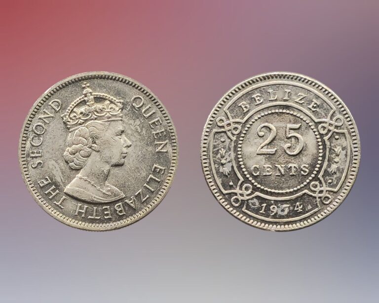 Read more about the article 1974 Belize 25 Cents Coin  Crowned bust of Queen Elizabeth II facing right