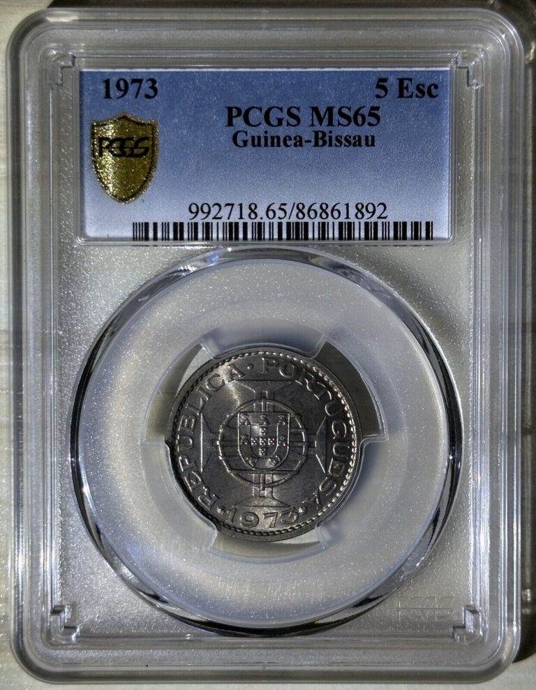 Read more about the article Guinea – Bissau Portuguese 1973 5 Escudos BU Coin PCGS MS 65 one Year Type Km15