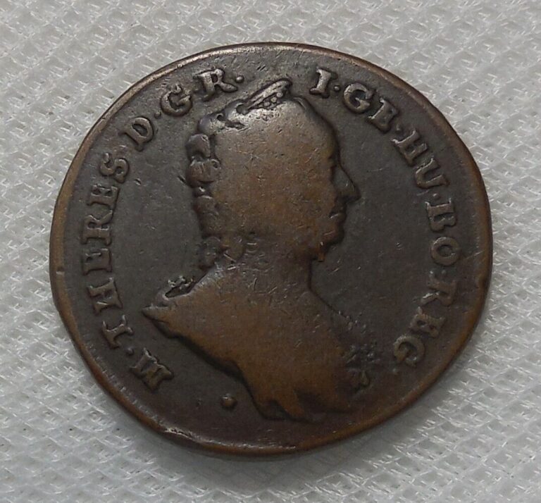 Read more about the article 1763 HUNGARY COPPER POLTURA COIN MARIA THERESA MADONNA and CHILD