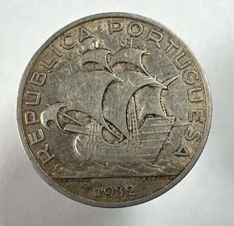 Read more about the article 1932 Portugal 10 Escudos  Silver sailing ship  KM# 582