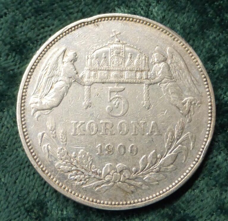 Read more about the article 1900 Hungary Silver 5-Korona / 5 Crowns  90% Silver Coin  Francis Joseph I