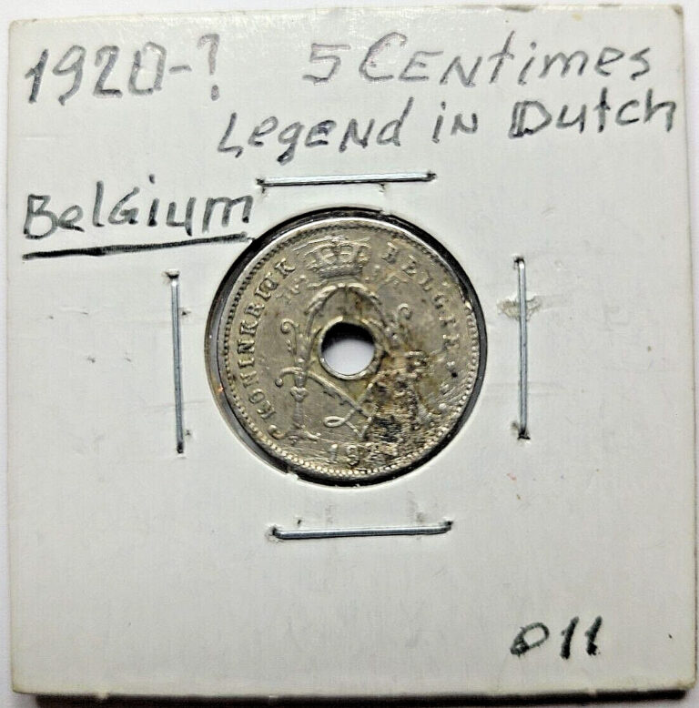 Read more about the article Belgium 1920-? – 5 Centimes Coin – Center hole – Dutch legend Be011
