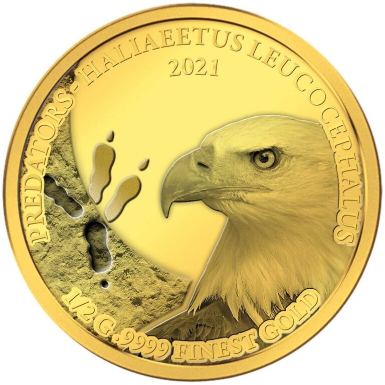 Read more about the article 2021 Senegal Gold Proof Coin Bald Eagle Bird Predators America Wildlife WWF RARE