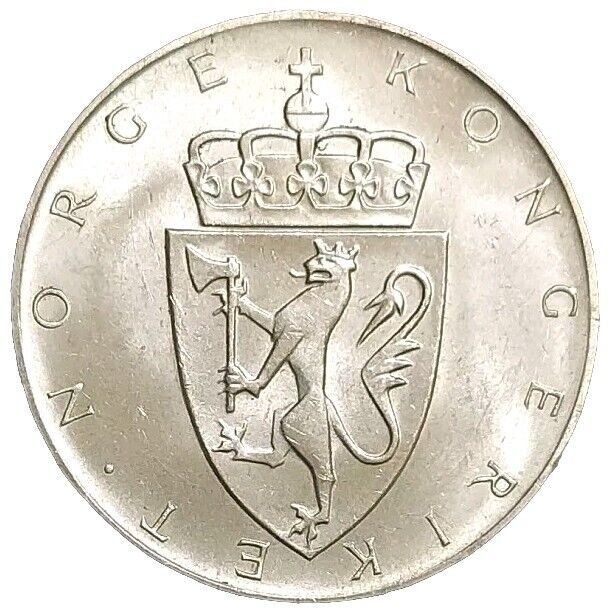 Read more about the article 1964 Norway 10 Kroner Large Unc Silver Coin 150th Anniv. Constitution KM 413