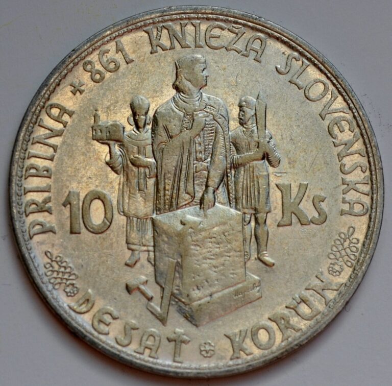 Read more about the article Slovakia 10 Korun  1944  Prince Pribina  (with cross) Silver coin