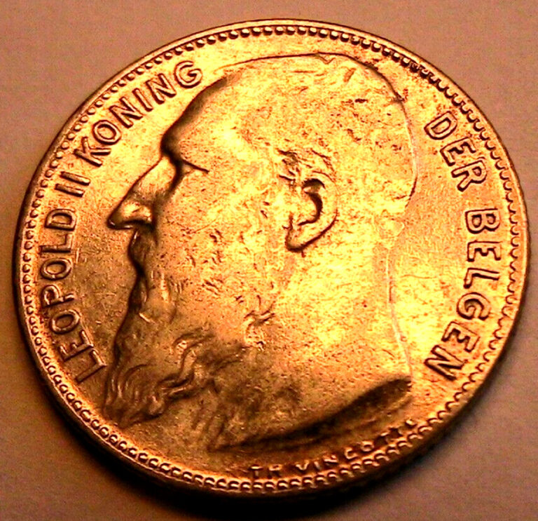 Read more about the article 1909 Belgium 1 Franc Ch XF Original Leopold II Belgen Dutch Type Silver Coin