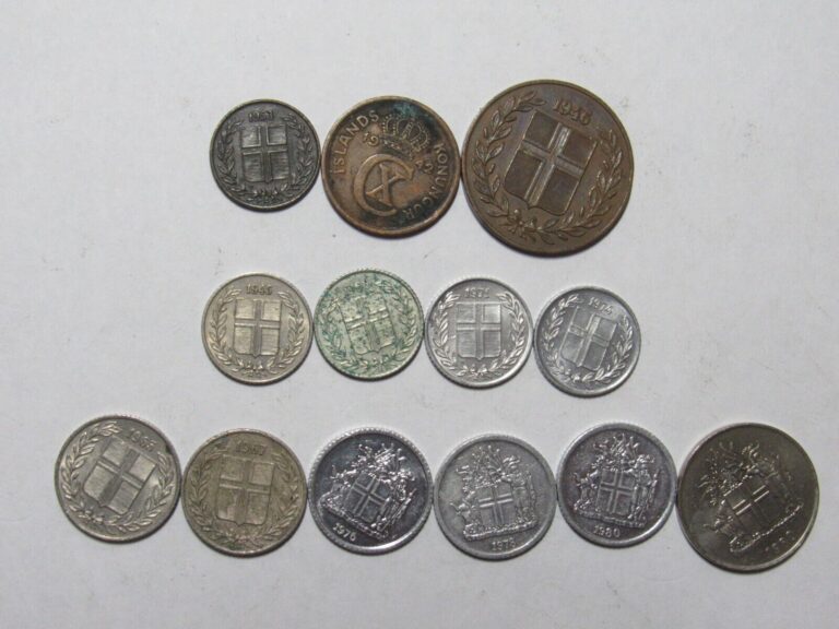 Read more about the article Lot of 13 Different Better Old Iceland Coins – 1942 to 1980 – Circulated