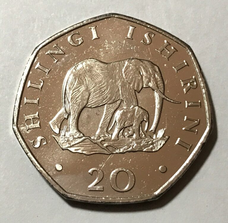 Read more about the article 1992 Tanzania 20 shillings  Elephant with baby  animal wildlife coin