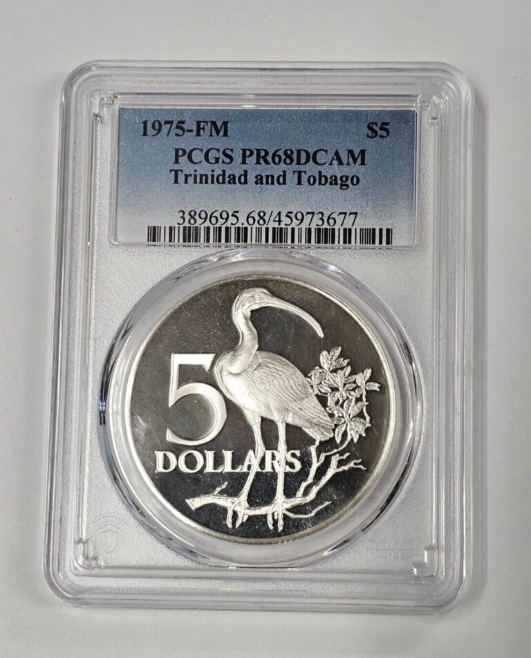 Read more about the article 1975- FM Trinidad and Tobago $5 Silver Coin PCGS PR68 DCAM