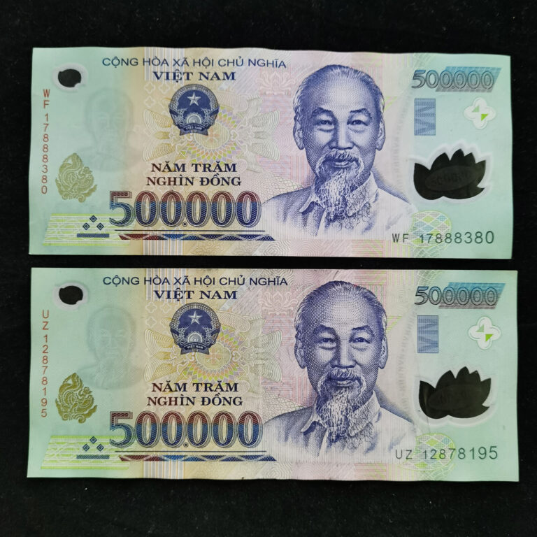 Read more about the article 2 Pcs 500 000 Vietnam Dong Polymer Banknote 1 Million Viet Nam Travel Cash