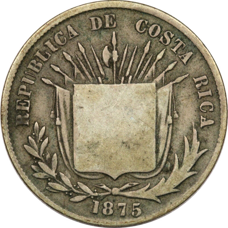 Read more about the article 1875 GW Costa Rica Silver 25 Centavos  Very Good VG  KM# 106