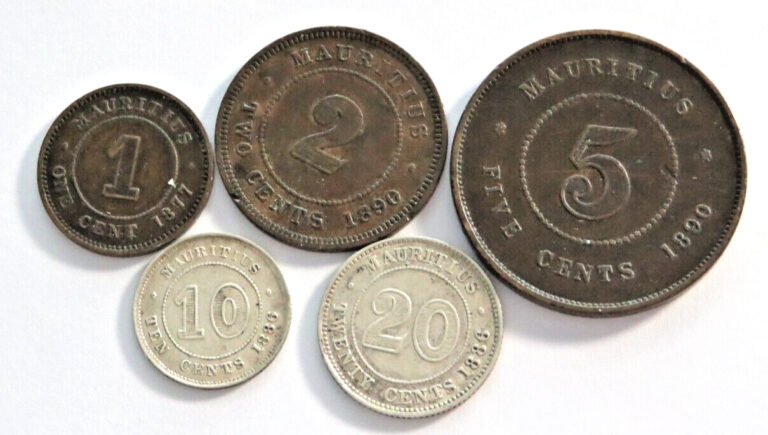 Read more about the article Mauritius Group of 5 Coins  1877-1890  KM 7-11