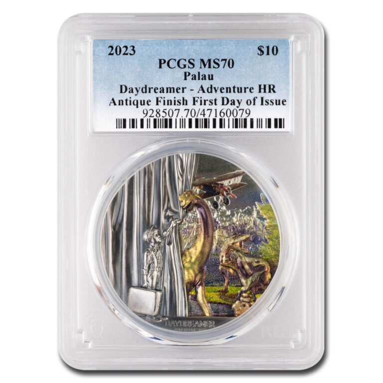 Read more about the article 2023 Palau 2 oz AG Antique Daydreamer; Adventure MS-70 PCGS FDI