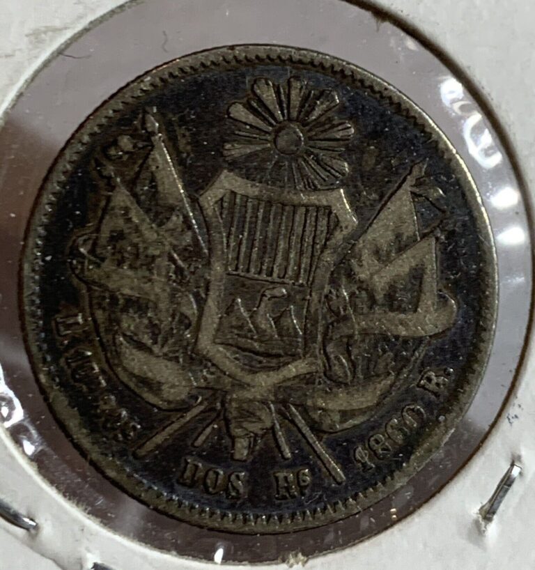 Read more about the article 1860 GUATEMALA 2 REALES SILVER COIN XF