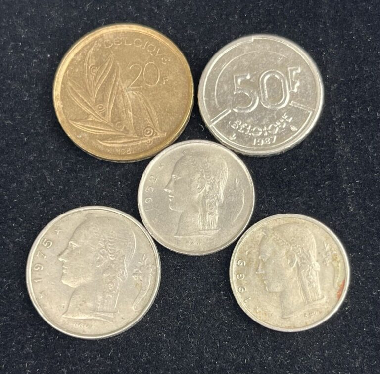 Read more about the article 🧭 🇧🇪 BELGIUM OLD COINS LOT OF 5. 1952 – 1987 Various Dates