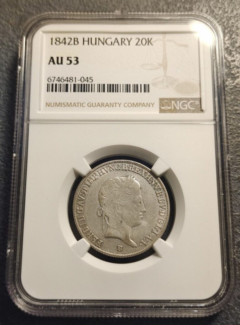 Read more about the article HUNGARY 20 Krajczar 1842 Silver NGC AU 53