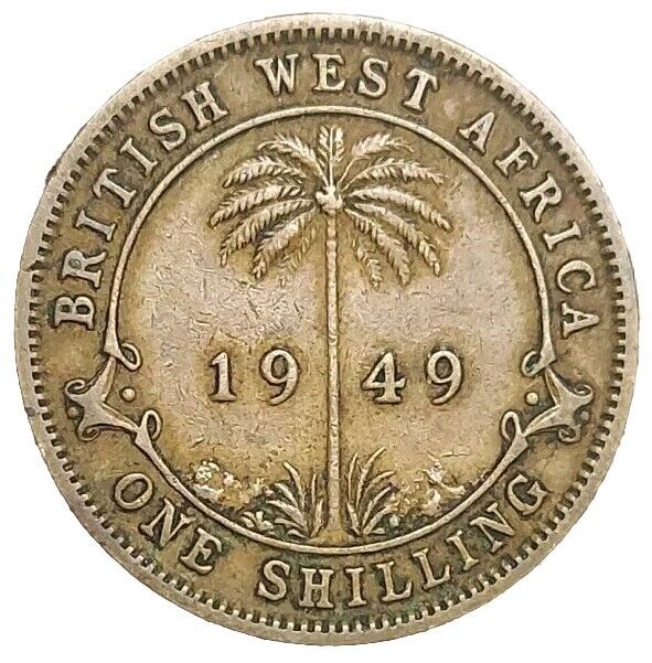 Read more about the article 1949-KN British West Africa 1 Shilling Coin KM 28 King George VI and Palm Tree