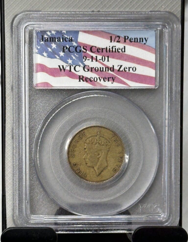 Read more about the article 1950 Jamaica Half Penny PCGS 9-11-2001 World Trade Center Ground Zero Recover…