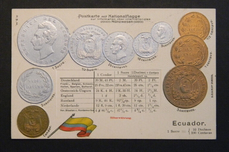 Read more about the article Ecuador embossed coins and flag postcard