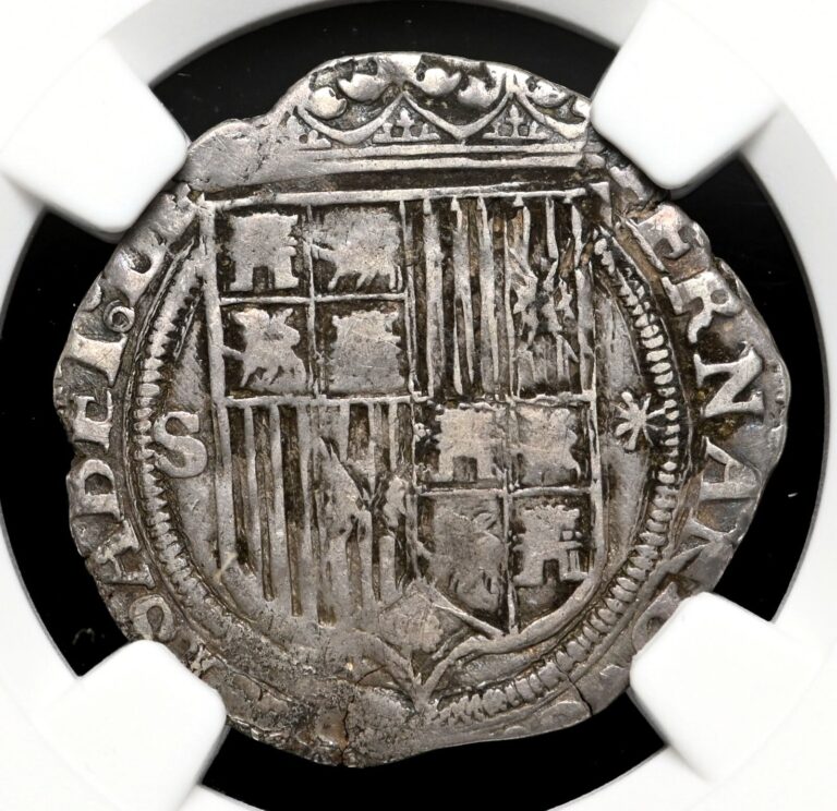 Read more about the article SPAIN. Ferdinand and Isabella  1474-1504  Silver Real  Seville  NGC VF35