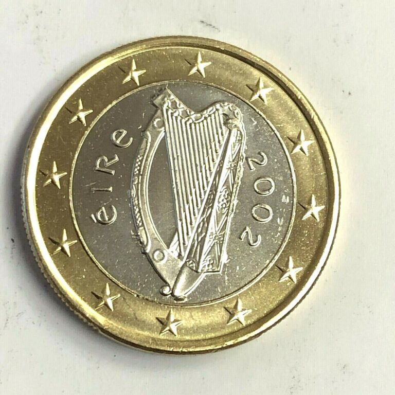 Read more about the article 2002 IRELAND 1 EURO  Eire Celtic Harp Bimetallic Coin  KM#38