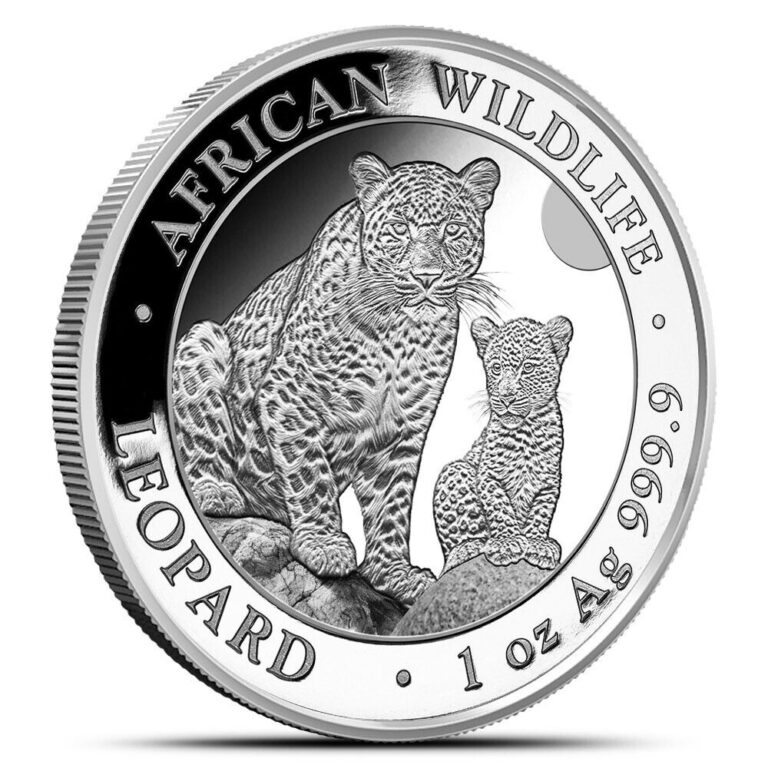 Read more about the article 2024 Somalia 1 oz Silver African Wildlife Leopard BU .9999 Fine Silver