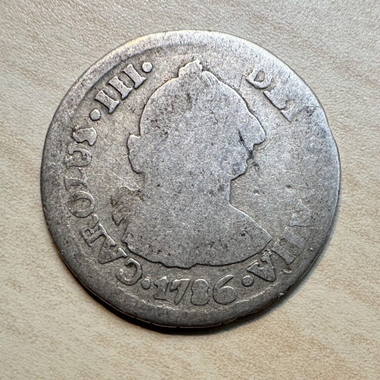 Read more about the article 1786 So Chile 1/2 Real Silver Carlos Charles III