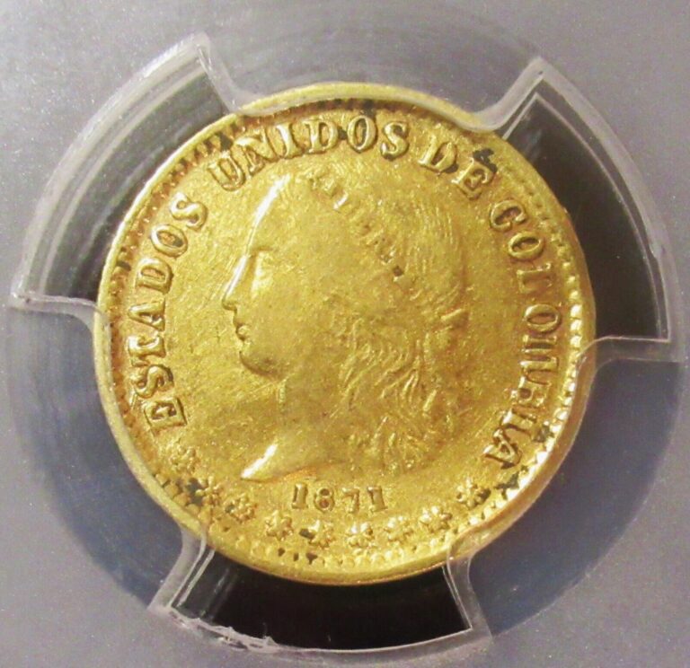 Read more about the article Colombia: 1871 Gold 2 Pesos Medellin Mint KM-A154 PCGS Genuine AU Details.