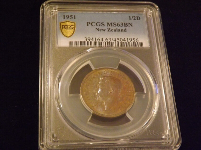 Read more about the article 1951  1/2 D      New Zealand       PCGS  MS 63 BN