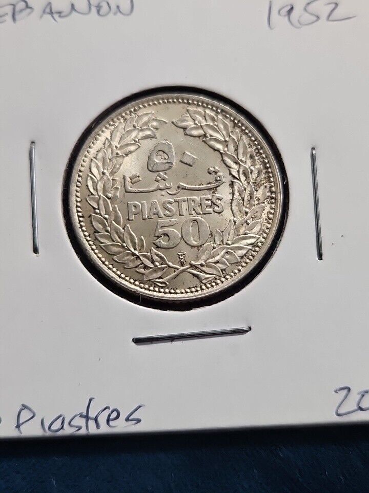 Read more about the article Lebanon 1952 50 Piastres unc Silver Coin