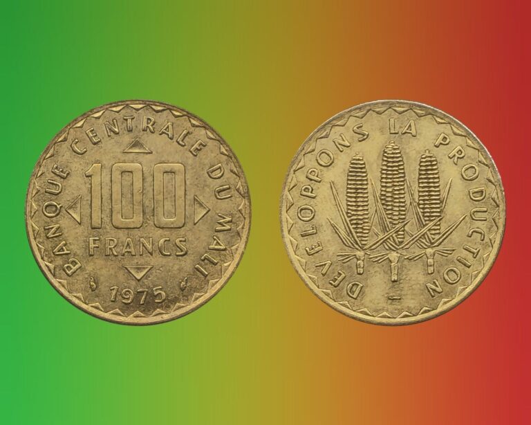 Read more about the article 1975 Mali 100 Francs Coin  Corn Plants  Denomination  F.A.O.