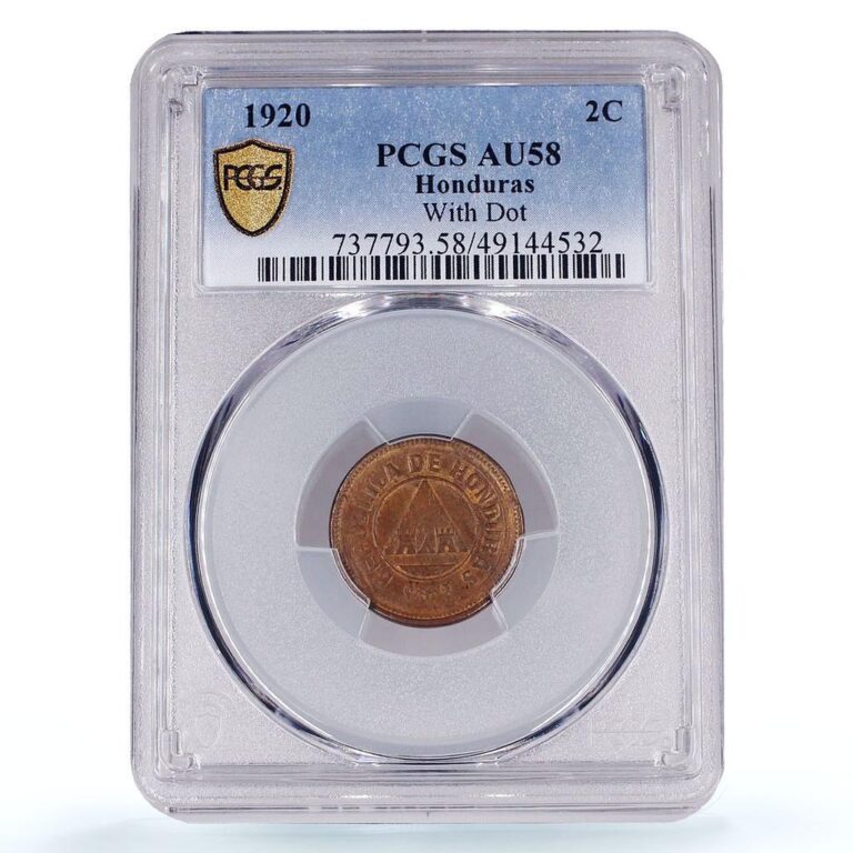 Read more about the article Honduras 2 centavos Republic Coinage With Dot KM-71 PCGS bronze coin 1920