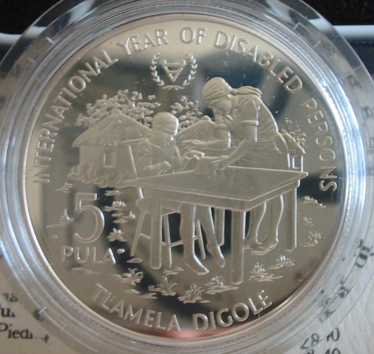 Read more about the article BOTSWANA 5 Pula 1981 Silver Proof UN IYDP