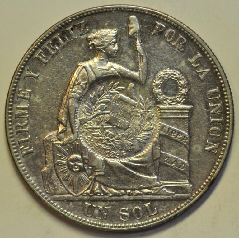 Read more about the article mw25214 Guatemala; Silver Peso 1894 C/S on Peru Sol 1885 TD  KM#224 Host KM#196
