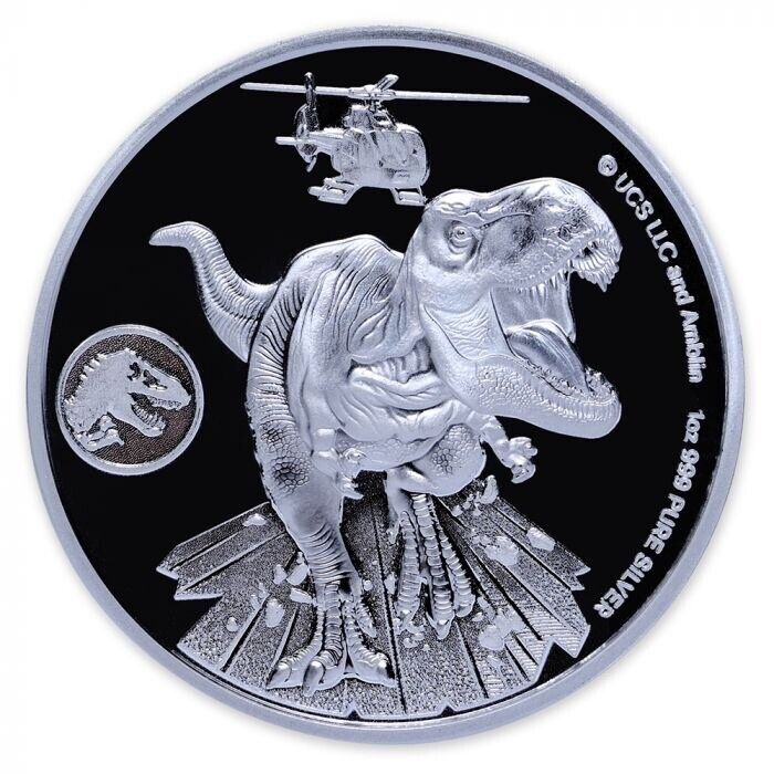 Read more about the article 2022 Jurassic World Dominion🔥🦖🔥1 oz .999 Silver T-Rex Fiji BU in CAPSULE