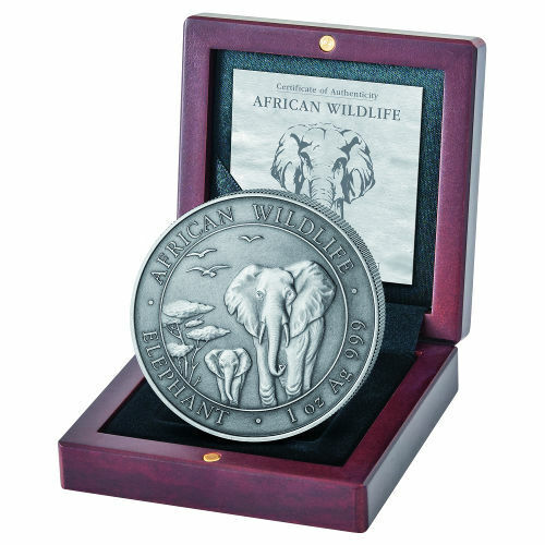 Read more about the article 2015 1 oz Somalia Silver Elephant Coin  Antique Finish  Mintage 3 000