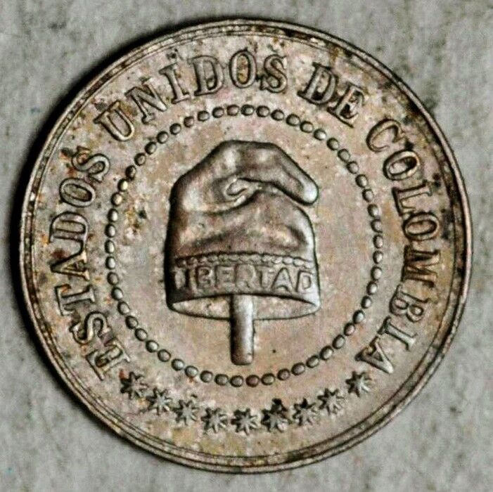 Read more about the article 1886 COLOMBIA 2-1/2 CENTAVOS (DEEPLY TONED UNC!)