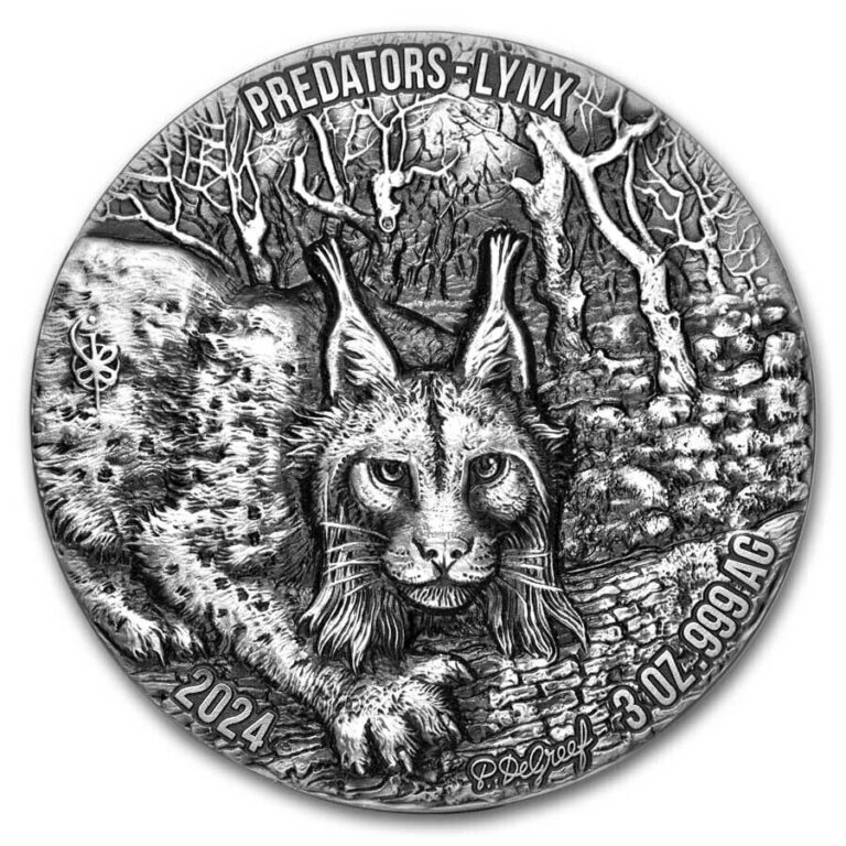 Read more about the article 2024 Ivory Coast 3 oz Antique Silver Predators: Lynx