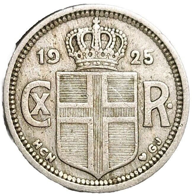 Read more about the article 1925 ICELAND 25 AURAR 100 YEARS OLD WORLD COIN LOW MINTAGE