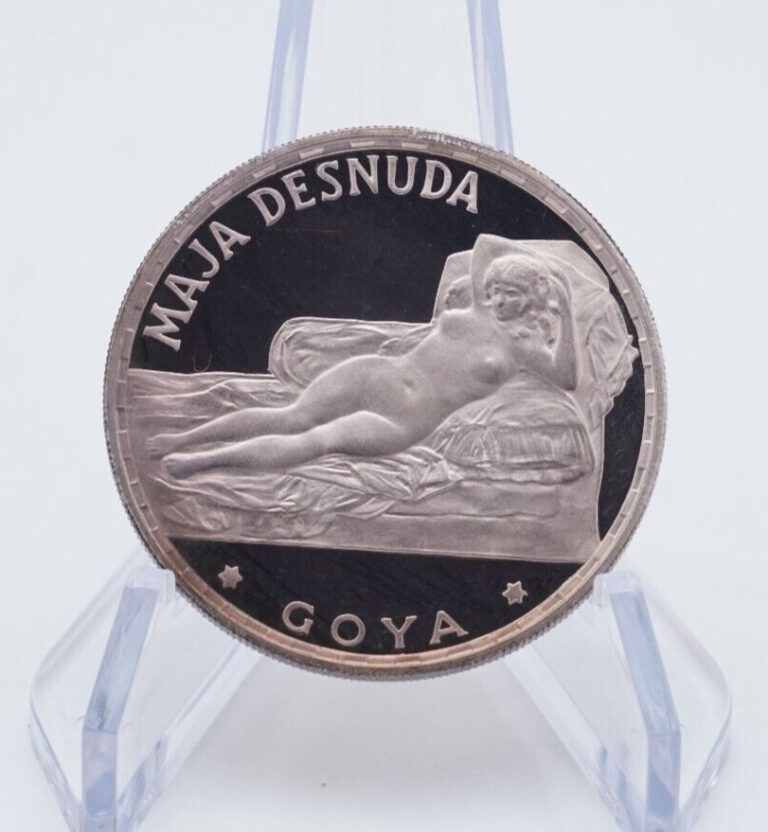 Read more about the article 1970 100 Pesetas Eq. Guinea Maja Desnuda Goya .999 Silver Coin In Original Case