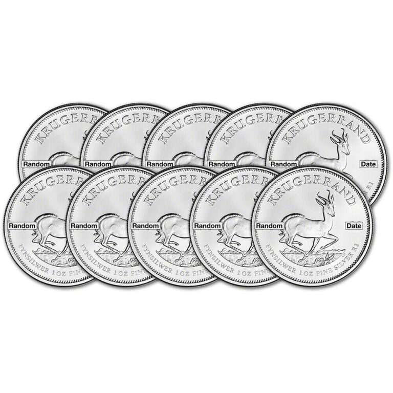 Read more about the article South Africa Silver Krugerrand 1 oz 1 Rand – BU Random Date Ten 10 Coins