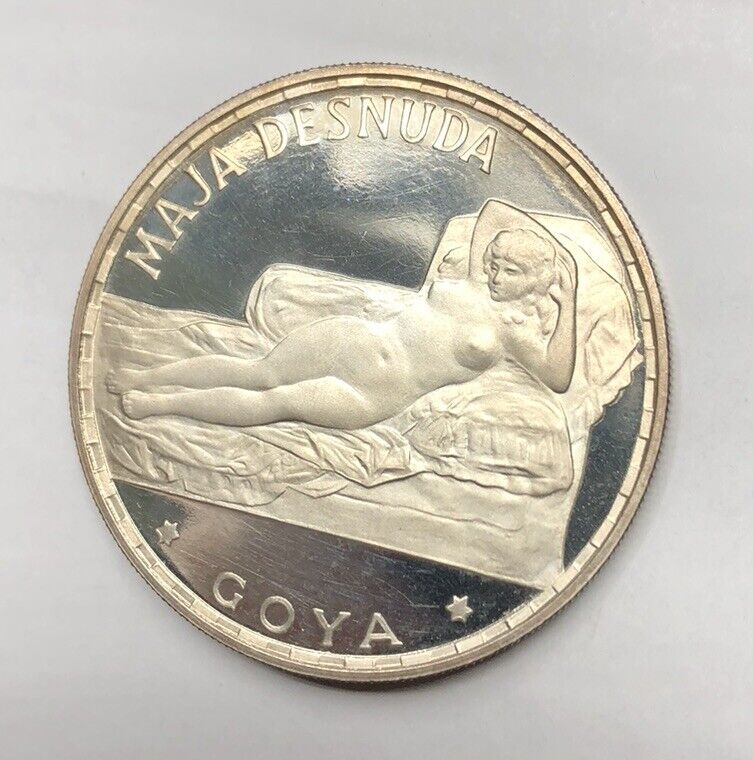 Read more about the article 1970 Equatorial Guinea 100 Pesetas Silver Proof Coin – Goya’s La Maja Desnuda