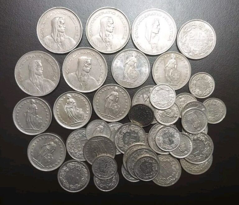 Read more about the article Switzerland Coin Lot Of Swiss 60.5 CHF 1/2 1 2 and 5 Francs Mixed Group Face Value