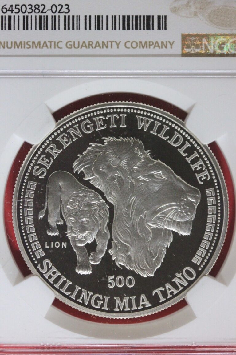 Read more about the article 1998 PF 69 Tanzania Serengeti Wildlife Lion 500 Shilling .925 Silver NGC OCE 346