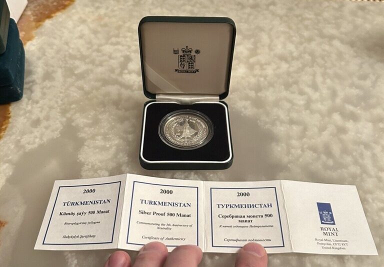 Read more about the article Turkmenistan 5 Years Neutrality 2000 Silver Proof Coin FULL SET Box + CoA