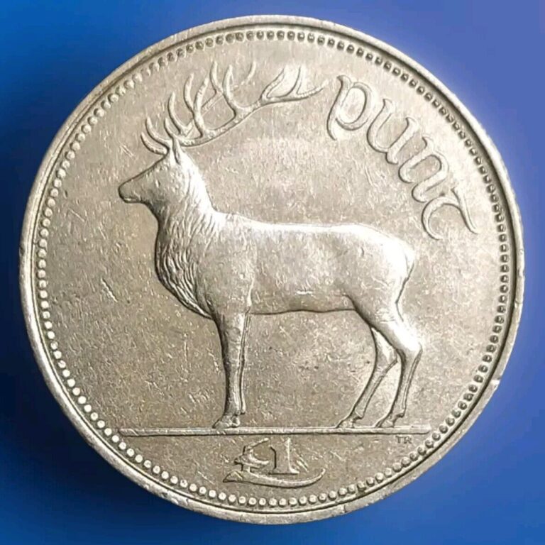 Read more about the article 1990 Ireland Republic 1 Punt 1 Pound XF Large Coin KM 27 Rain Deer 🦌