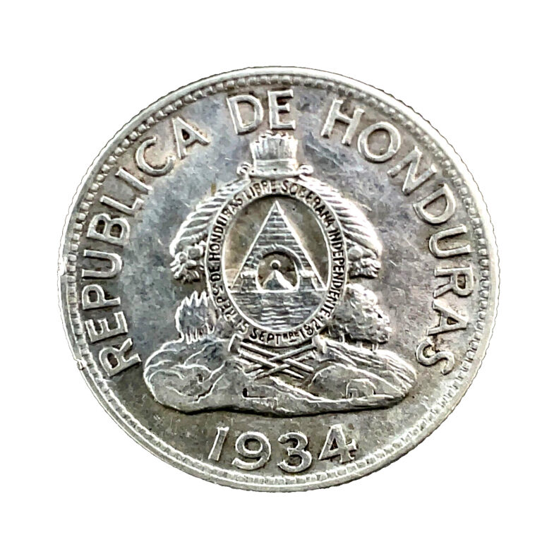 Read more about the article HONDURAS-1934 UN LEMPIRA  Lencas Leader  0.900 SILVER COIN #1 AU. KM#75