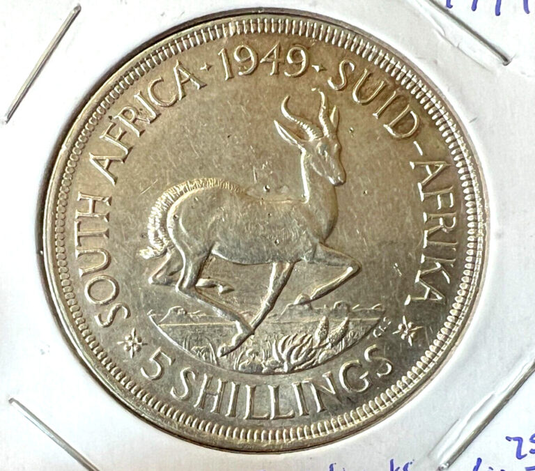 Read more about the article 1949  SOUTH AFRICA SILVER 5 SHILLINGS NICE CROWN